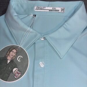 Criquet Mens Performance Polo Shirt XXL Light Blue Short Sleeve Golf Top New